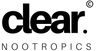 clear nootropics logo with clear transparent background, lettering in black